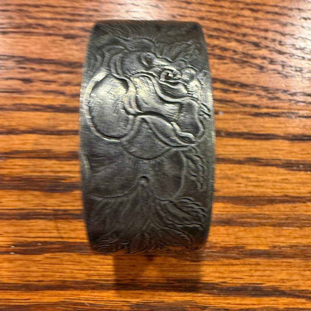 Vintage Pewter Cuff Bracelet Salisbury Wide Floral Phoenix Boho Statement - Picture 3 of 10